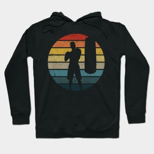 Boxing Silhouette On A Distressed Retro Sunset print Hoodie